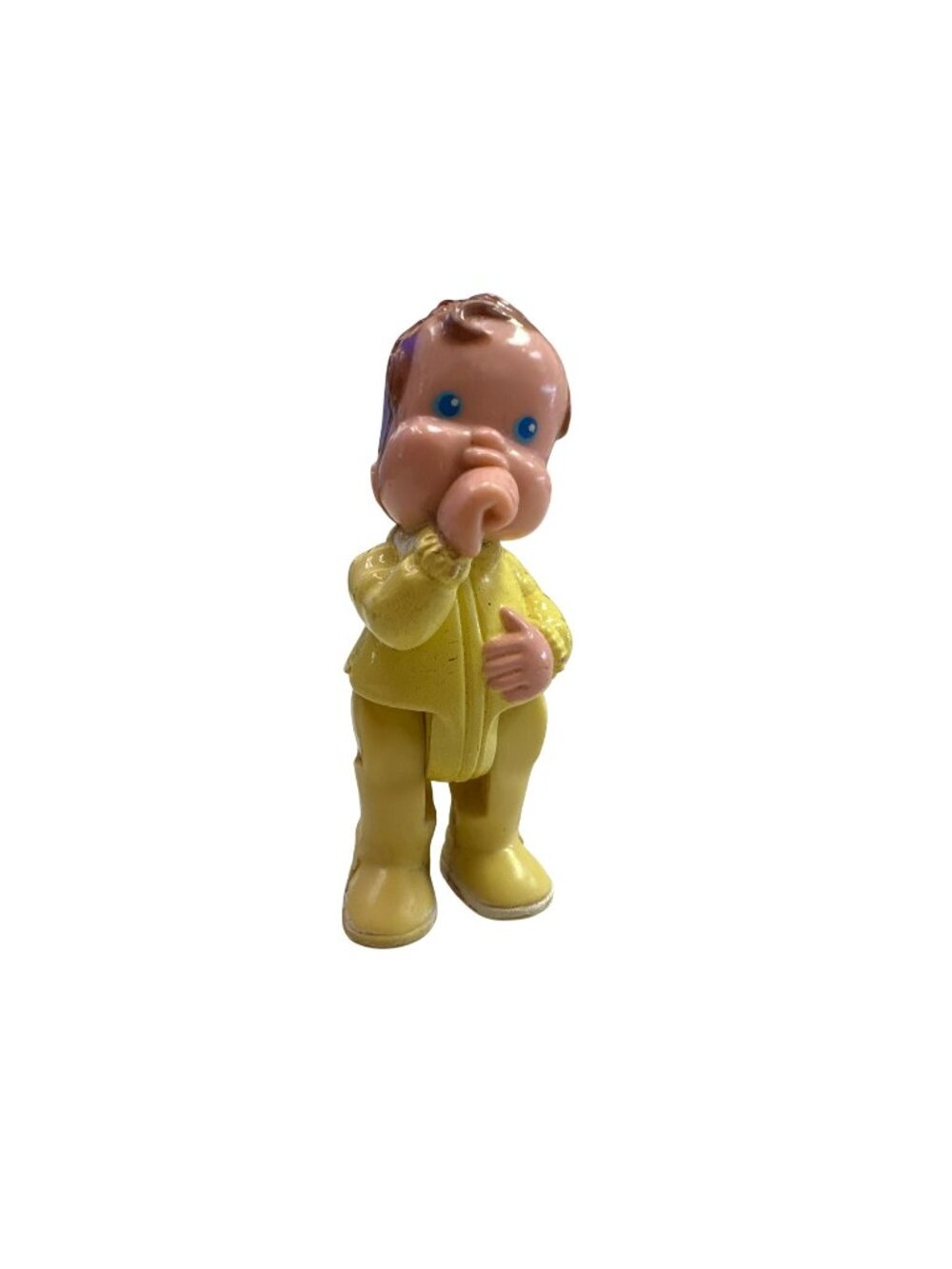VTG Fisher-Price Loving Family Dollhouse Yellow Baby Boy Nursery Sucking Thumb